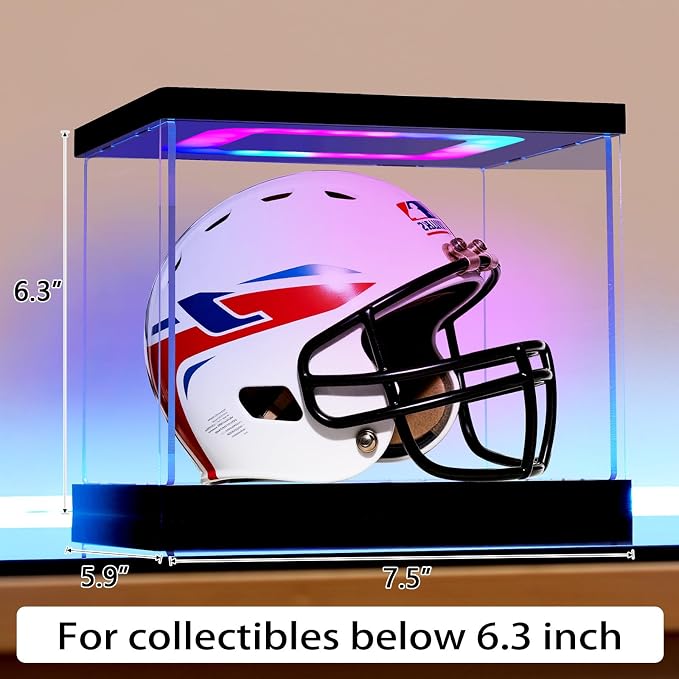 Mini Helmet Display Case with Light, Acrylic Clear 1/2 Football Baseball Helmet - Image 2