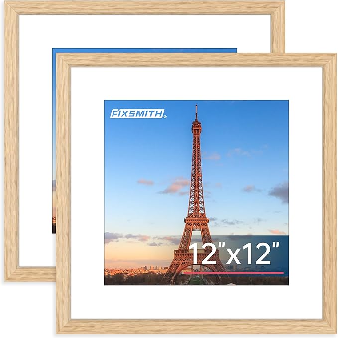FIXSMITH 12x12 Picture Frame Natural Set of 2, Photo Frame by FIXSMITH