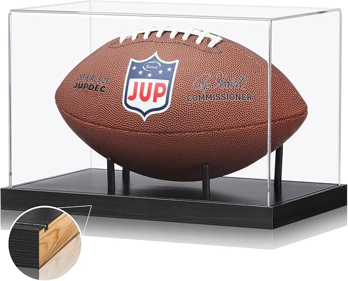 JupDec Football Display Case Full Size, Acrylic Clear Box by JupDec