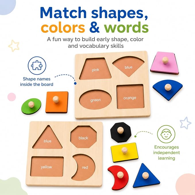 Wooden Shape Color Sorting Puzzle Toys - Image 7
