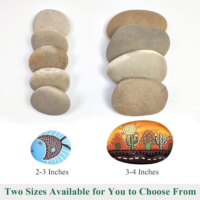 YISZM Large Rocks for Painting, 3-4 Inches Flat Smooth Painting Stones for DIY - Image 2