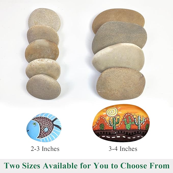 YISZM Large Rocks for Painting, 3-4 Inches Flat Smooth Painting Stones for DIY - Image 2