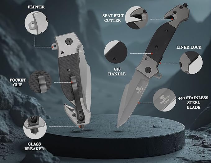 Snake Eye Tactical Heavy Duty Every Day Carry Folding Pocket Knife (Black-1019)