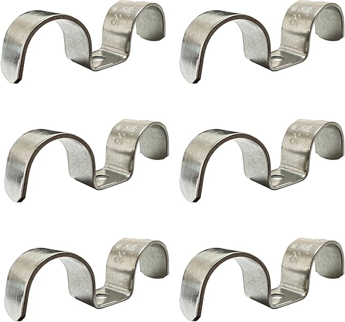 6pcs 25mm(1 inch) Double Line Clamp Heavy Duty 1 Hole Conduit Strap 304 Stainless Steel M-Type Pipe Strap For Wire Pipe Cord Installation