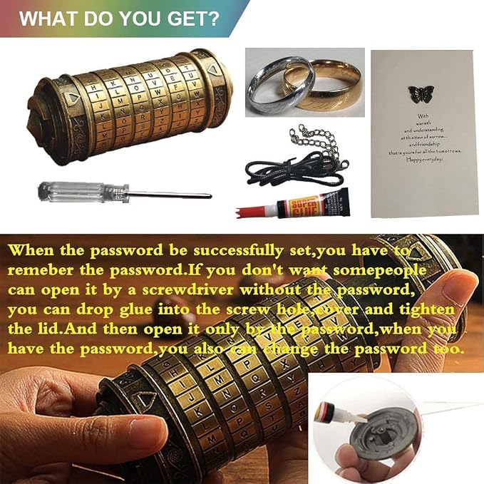 Cryptex Da Vinci Code Mini Cryptex Lock Puzzle Boxes - Image 7