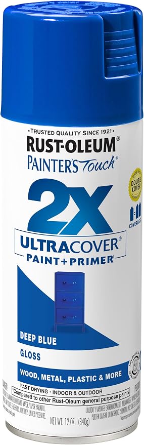Rust-Oleum Painter's Touch 2X Ultra Cover Spray Paint, Gloss Deep Blue | Indoor by Rust-Oleum