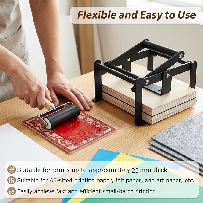Linocut Printing Hand Lever Press Machine, A5 Linocut Press Machine, - Image 4