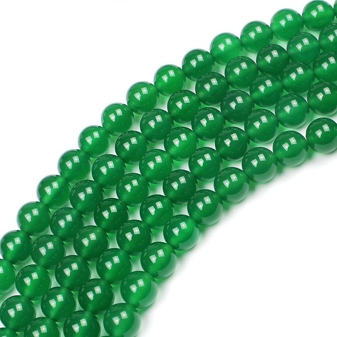 MJDCB 7A Natural Green Agate Beads Round Stone Loose Beads - Image 5