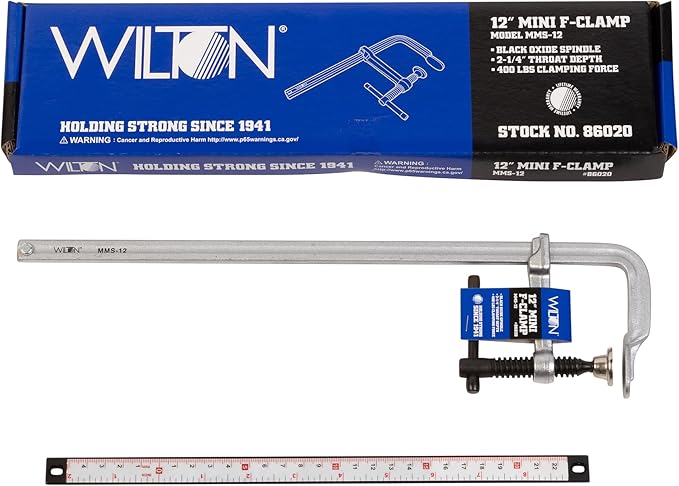 Wilton Mini F-Clamp, 12" Opening, 2-1/4" Throat, 400 Lbs. Clamping Force (Model MMS-12)