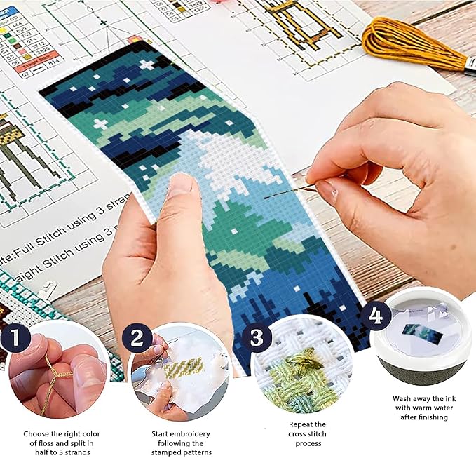 ACRNIGHEET 6PCS Cross Stitch Bookmark Kit - Image 4
