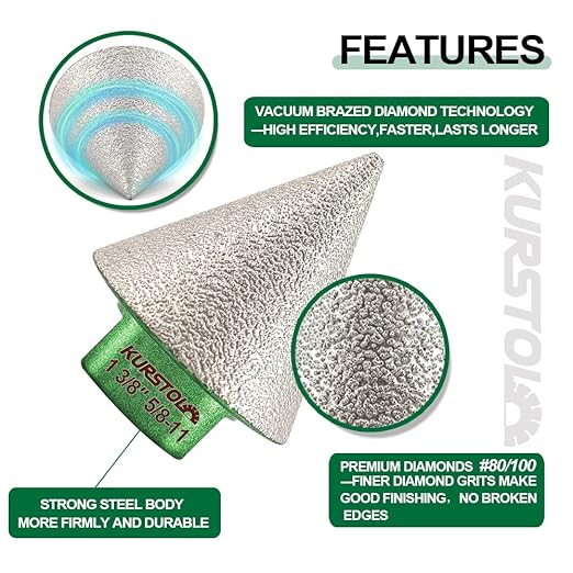 Tile Hole Saw Kit - 1/4" Diamond Core Drill Bits+1-3/8" Beveling Chamfer Bit+SDS Adapter to 5/8-11" Thread for Porcelain Ceramic Tile Granite Marble Angle Grinder