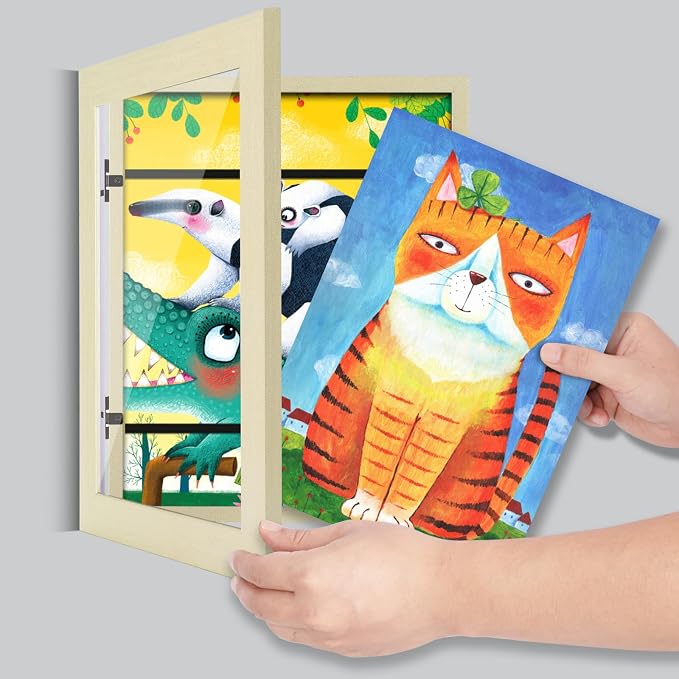 Kids Art Frames, 8.5x11 Front Opening Kids Artwork Frames Changeable, Ivory - Image 7