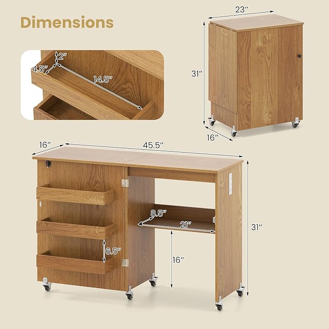 Giantex Folding Sewing Table - Image 3