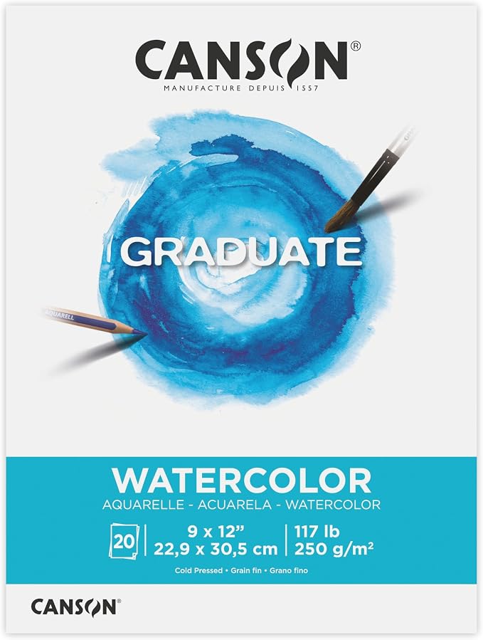 Canson Graduate Watercolor Pad, 9x12 inch, 20 Sheets | Artist Paper by Unknown