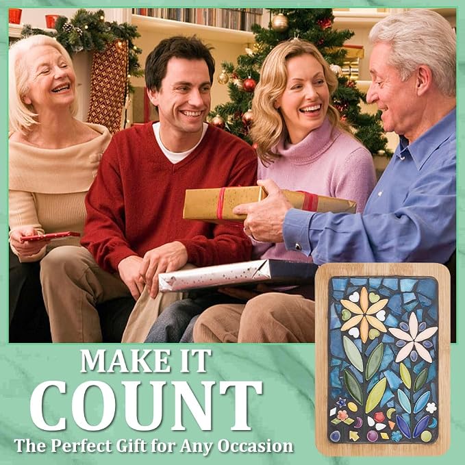 WEBEEDY DIY Mosaic Craft Kit Mixed Color Tree Leaves Ceramic Mosaic Tiles - Image 4
