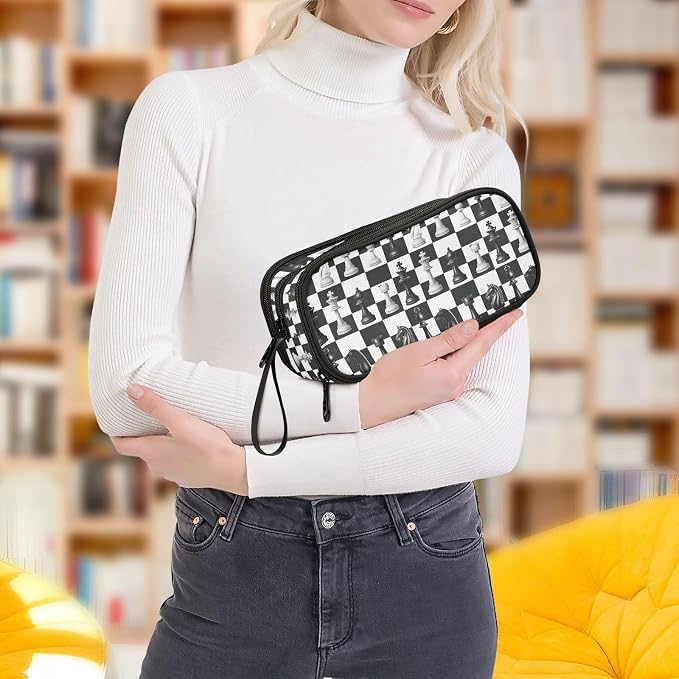 Chess Pencil Case Box Boys Girls Large Pencil Pouch Zipper Compartments Big - Image 7