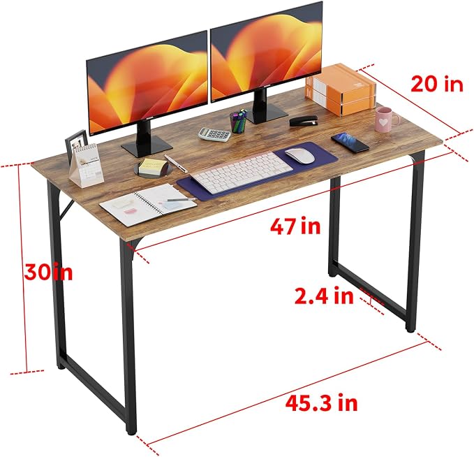 PayLessHere | 47 Inch Computer Desk | Brown | Office Desk - Image 3