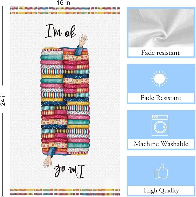 Quilters Gifts Kitchen Towels, Sewing Quilting Lovers Gifts Kitchen Towels - Image 2