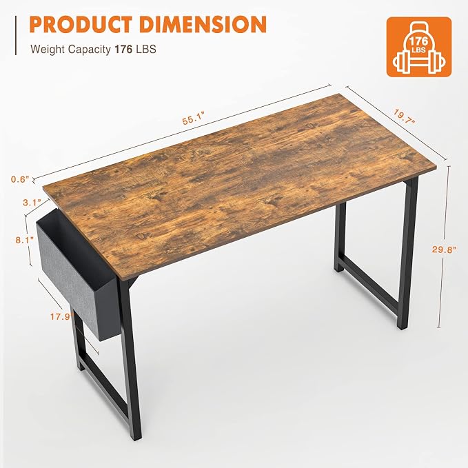 Sweetcrispy 55-Inch Small Computer Desk - Image 3