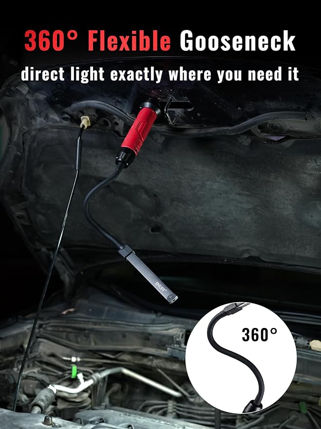 Rechargeable Work Light Magnetic, 800LM LED Work Light with Flexible Gooseneck, 3 Modes Mechanic Light for Work Bench, Auto Repair, Lathe, Gift for Men