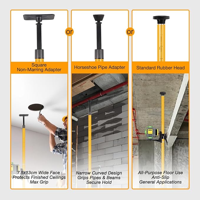 Telescoping Laser Level Pole with Tripod, 12Ft/3.7M Laser Level Stand, Includes 1/4"-20 Laser Mount & 5/8"-11 Adapter for Rotary/Line Lasers
