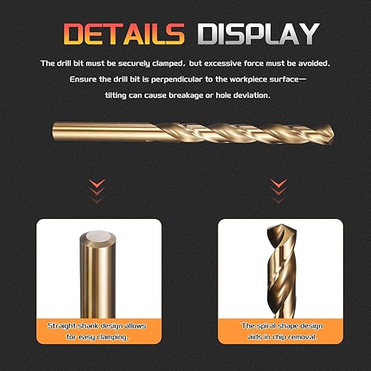 Drill Bit, 5/16" Cutting Diameter (7.938mm), 4241 HSS Black and Gold 118° Cutting Angle Versatile Jobber Bits - (Applications: for Drilling Plastic Wood Soft Thin Metal), 2-Pieces
