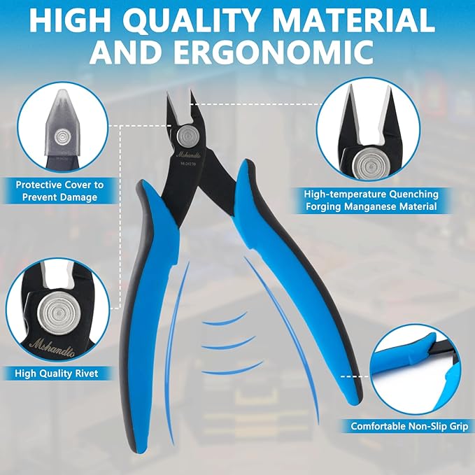Flush Cutters, 3 Pack 5.3" Wire Cutters for Crafting, Ultra Sharp Flush Cut Pliers for Jewelry Making, Diagonal Cutting Pliers for Models, Aluminum Wire, Jewelry, Plastic and Soft Copper Wire