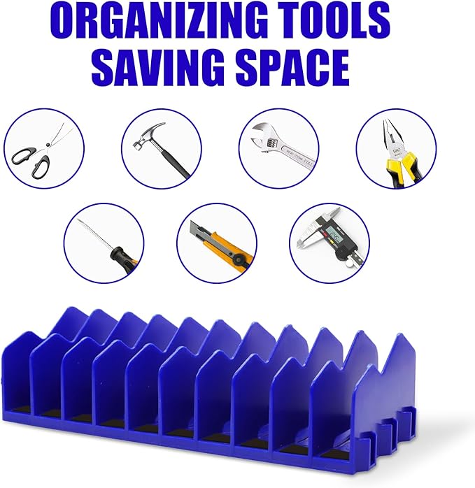 2 Pack Plier Orgainzer Rack, 20 Slots Tool Organizer Rack with Extendable Design & Non-Slip Rubber Base, Fits 3" H, Toolbox Organizer for Pliers, Wrenches, Screwdrivers and More,Blue