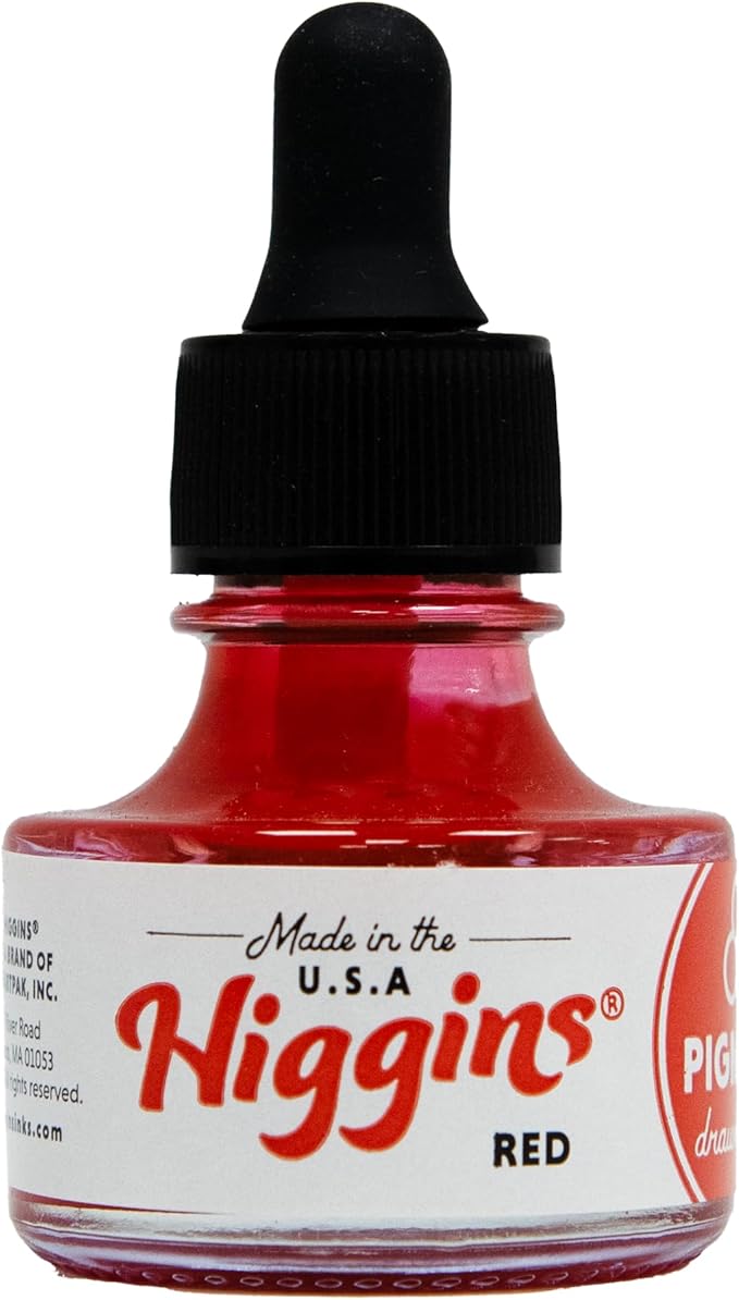 Higgins Red Pigmented Drawing Ink by Higgins
