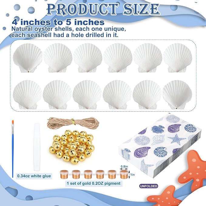 Gilprop 12 Pcs Large Scallop Pre-drilled Shells - Image 2
