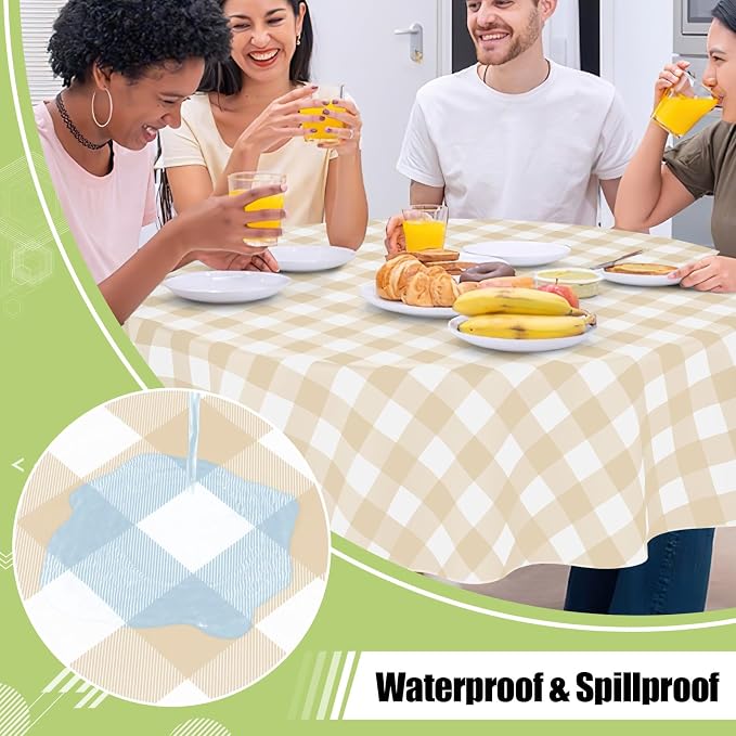 Smiry Plastic Table Cloth, Waterproof Vinyl Tablecloth - Image 2
