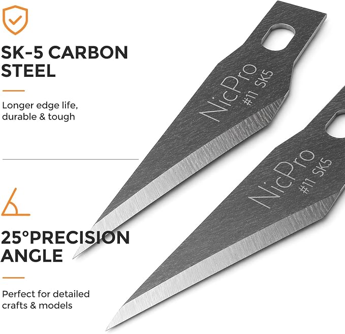 Nicpro 120 PCS #11 Hobby Blades Refill Set, SK-5 High Carbon Steel Utility Art - Image 4