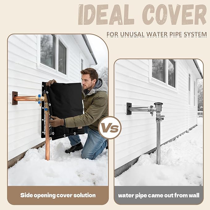 Backflow Preventer Insulation Cover - 2 Way Opening Pipe Insulation Cover for Irrigation Valve, Sprinkler Cover for Outside - Winter Freeze Protection Backflow Cover - 16" W x 20" H, Black