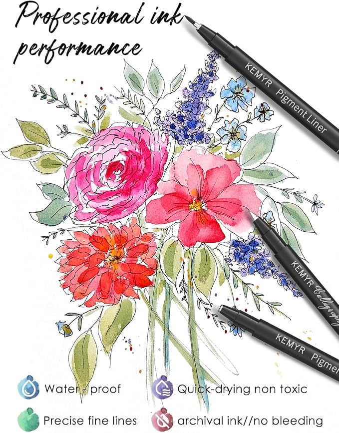 KEMYR Micro Fine liner Drawing Art Pens Calligraphy Pens: 22 Size Art supplies - Image 4