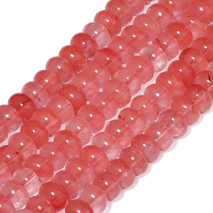 Songxi 5x8mm Natural Watermelon Red Stone Rondelle Beads, Gemstone - Image 3