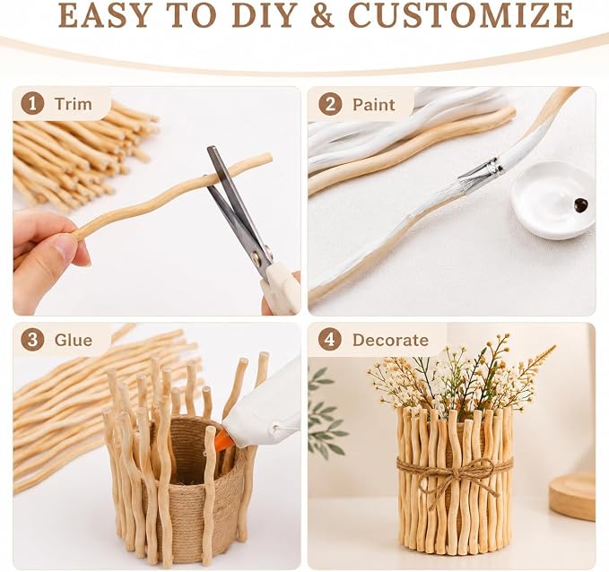 HOMSFOU 50Pcs Natural Wavy Wood Sticks - Image 6