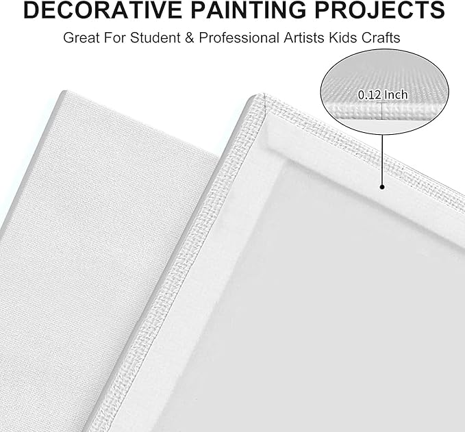 Artkey Canvases for Painting 8x10 Inch 48-Pack, 10 oz Primed 100% Cotton White - Image 2