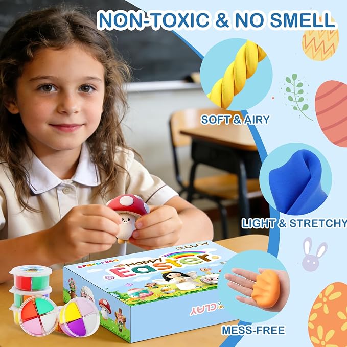 Easter Air Dry Clay for Kids, 12 Boxes Modeling Magic Clay Kit - Image 5