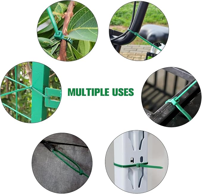 Green Zip Ties Assorted Sizes 400 Pack 4/6/8/12 Inch Cable Ties Plastic Wire - Image 6
