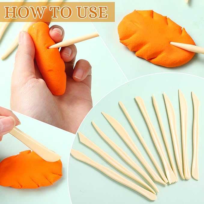 Ferrochef 10 Set 100 Pcs Plastic Clay Sculpting Tools Different Shapes Pottery - Image 4