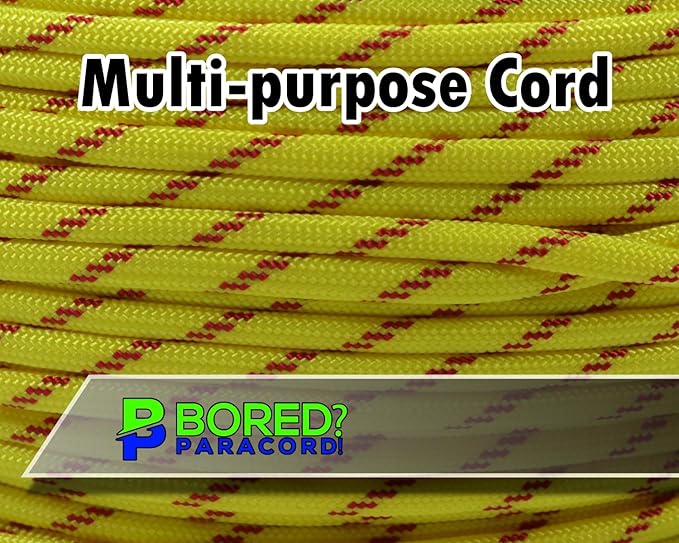 BORED? PARACORD! 550 lb Paracord - Ideal for Crafting, Camping, DIY Projects, Active & Military Outdoors - Strong Survival Rope - Tactical Parachute Cord Type III - Fast Pitch 100 Feet