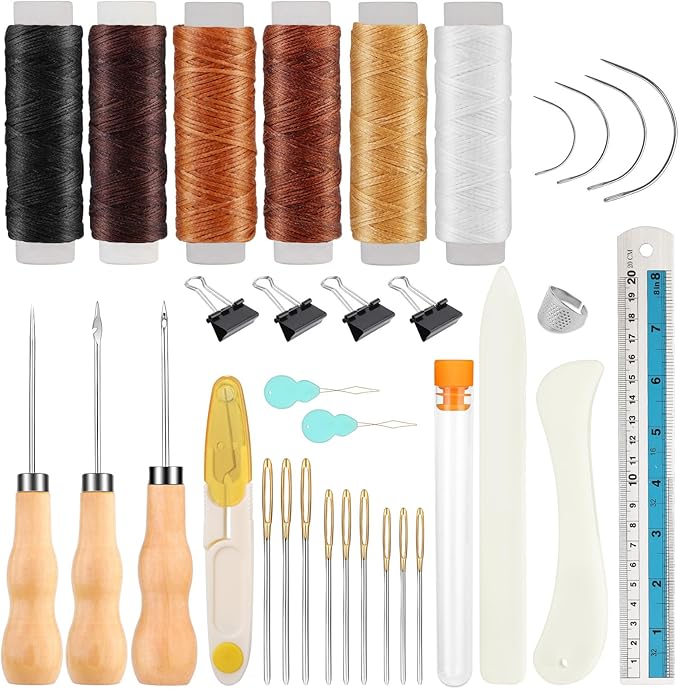WONVOC Book Binding Kit, Book Making Kit, Bone Folder Tool for Paper Crafting, Awl Tool Bookbinding,Waxed Thread, Bookbinding Needles for DIY Bookbinding Crafts