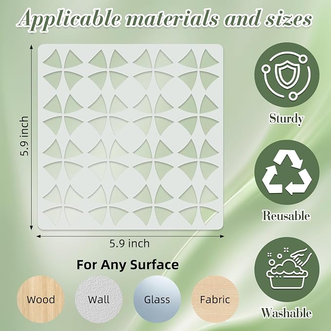 Geometric Texture Stencils for Crafts Reusable 16Pcs Stencils | DIY Art - Image 4