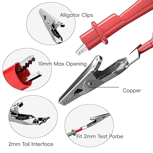 Goupchn Multimeter Test Leads Kit Banana Plug with Push On Alligator Clips Precision Sharp Probes Digital Electrical Test Probes 1000V 10A