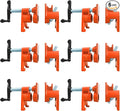 Pipe Clamps 3/4 inch 6 Pack Pipe Clamp with Unique Foot Ideal for Carpentry, Home Improvement, and DIY Projects Wood Gluing Clamps (Orange, 3/4 IN)