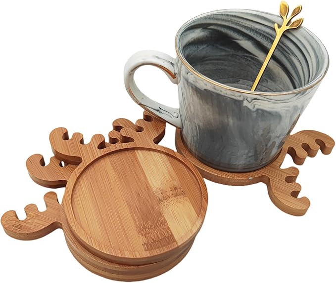 4PCS Mosaic Bamboo Coasters for Crafts, Blank Base Trays, Drinking Cup Coaster by Esweny