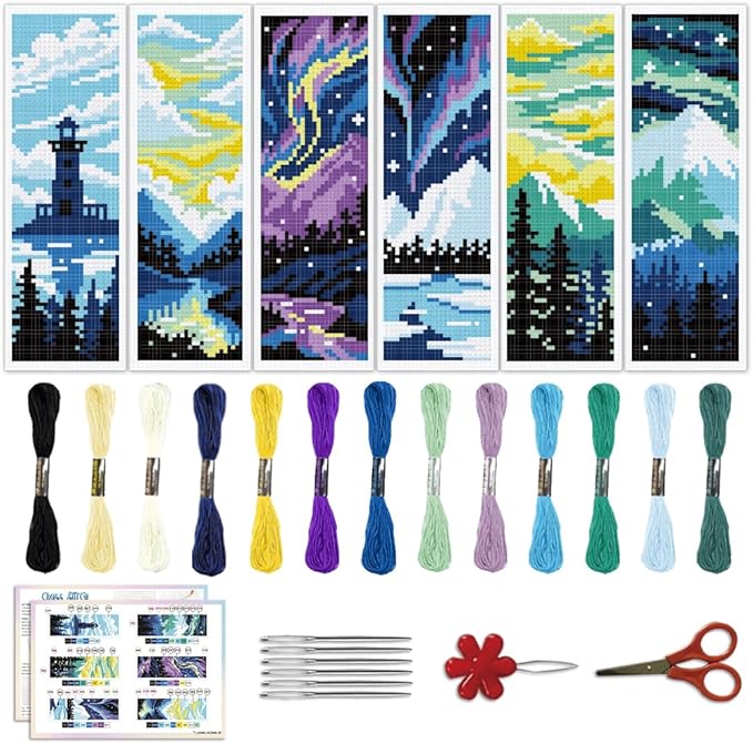 ACRNIGHEET 6PCS Cross Stitch Bookmark Kit by ACRNIGHEET