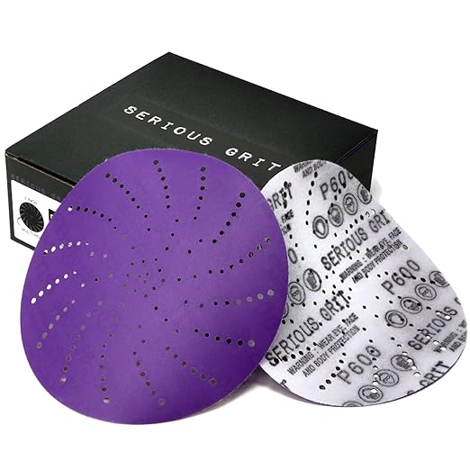 6-Inch 600 Grit Ceramic Multi-Hole Hook & Loop Sanding Discs - Advanced Grain for Fast Cutting & Long Life - Film-Backed Universal Fit Sandpaper for 6-in Sanders - 50 Pack Box