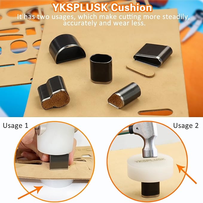56 Pieces Leather Hole Punch Set, Leather Cutting Dies Kit with Storage Case & Mat, Multiple Shapes Hole Punch Tool for Belts, Hollow Punch Cutter Tool for Handmade DIY Crafts