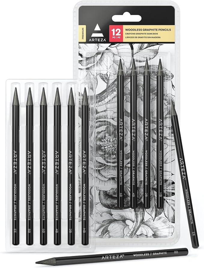 ARTEZA Woodless Graphite Pencils, and EE by ARTEZA